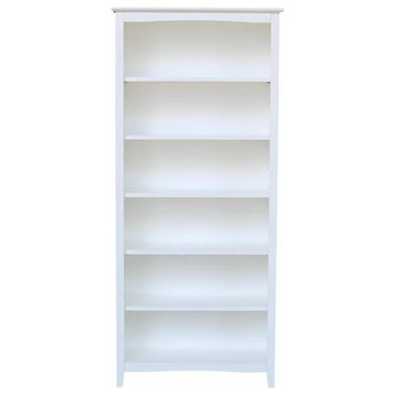 Traditional Shaker Bookcase, Hardwood Frame With 3 Adjustable Shelves, White