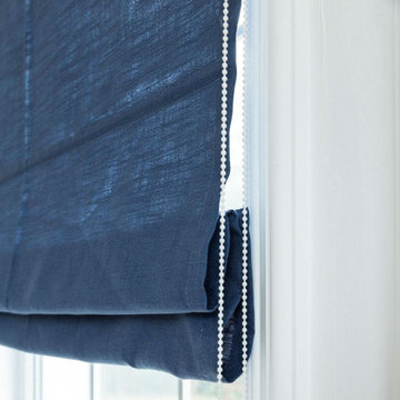 Dark blue Roman Shades, Roman blinds, window treatments