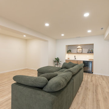 Modern Parkville Basement Remodel with Media Zone + Flex Spaces
