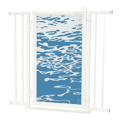 Fusion Gates - Fusion Gate with Healing Waters Design, White Pearl, 32"-36" - Baby Gates And Child Safety