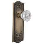 Nostalgic Warehouse - Meadows Plate With Crystal Knob, Antique Brass - Complete Passage Set without Keyhole, Meadows Plate with Crystal Knob, Antique Brass