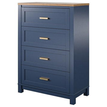 Ameriwood Home Armada 4 Drawer Dresser in Navy with Walnut top