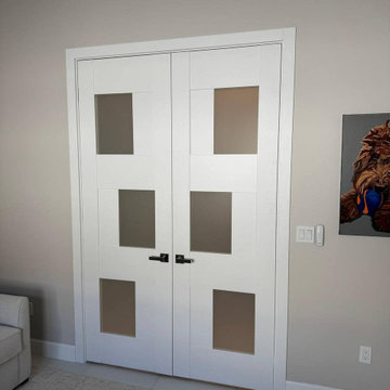 Double mdf french interior swing double door with frosted glass | Sete 6933