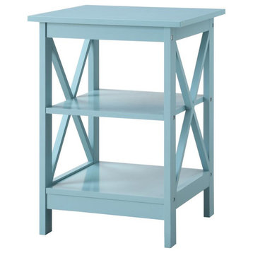 Oxford End Table with Shelves Sea Foam Blue