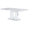 Global Furniture Contemporary White Faux Marble Pedestal Base Dining Table