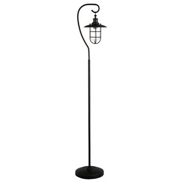 63" Black Arched Floor Lamp With Clear Transparent Glass Globe Shade