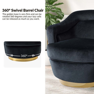 Burkhard Swivel Barrel Chair With Metal Base Set of 2, Black