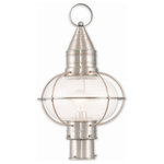 Livex Lighting - Livex Lighting 26905-91 Newburyport - 19.75" One Light Outdoor Post Lantern - The Newburyport outdoor post lantern boasts classiNewburyport 19.75" O Brushed Nickel Clear *UL Approved: YES Energy Star Qualified: n/a ADA Certified: n/a  *Number of Lights: Lamp: 1-*Wattage:100w Medium Base bulb(s) *Bulb Included:No *Bulb Type:Medium Base *Finish Type:Brushed Nickel