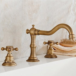 Sink FaucetsEulma Deck Mounted Double Handled Bathroom Sink Faucet - Bathroom Sink Faucets