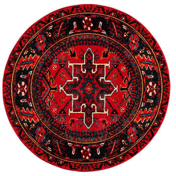 Safavieh Vintage Hamadan Collection VTH211 Rug, Red/Multi, 5'3" Round