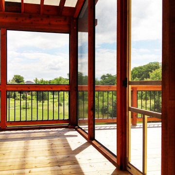 Cedar Pergola covered Cedar deck with Polycarbonate roof