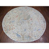 Lexicon Ivory Afghan Peshawar Organic Wool Hand Knotted Round Rug, 7'11"x7'11"
