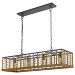 Cal Lighting - Winfall Metal and Birchwood Ceiling Light With Rope Shade, Fx-3811-4 - Add a distrinctive touch to your space with this caged island style pendant. It features a black metal finish with woven burlap accents. This pendant ships complete with 72 inches of cord and matching canopy.