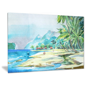 "View from Shore" Landscape Glossy Metal Wall Art, 28"x12"