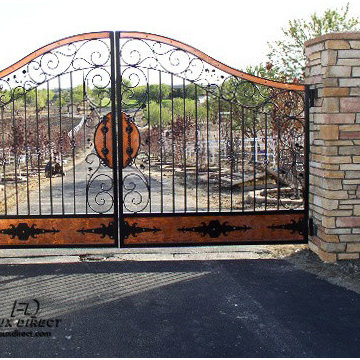 Entry Gates with Faux Stone Posts