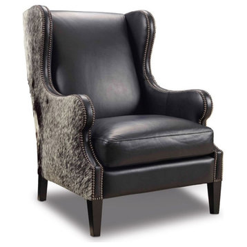 Hooker Furniture Lily Leather Club Chair in Black and Natchez Brown