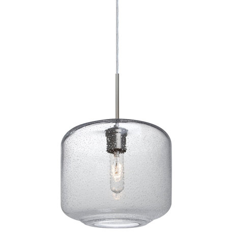 Niles 1 Light Pendant Lighting, Satin Nickel