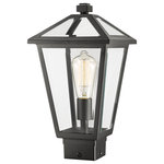 Z-Lite - Talbot 1 Light Outdoor Post Mount Fixture in Black - Illuminate an exterior front or back walkway with a classic fixture reflecting a charming village theme. Made from Midnight Black metal and clear beveled glass panels this one-light outdoor post mount fixture delivers a charming upgrade with a square post mount and an industrial-inspired attitude.andnbsp