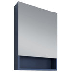 Fresca - Fresca 24" Royal Blue Bathroom Medicine Cabinet with Small Bottom Shelf - Add a sophisticated touch to your bathroom with the Fresca 24" Royal Blue Bathroom Medicine Cabinet with Small Bottom Shelf. This mirrored medicine cabinet has a simple yet elegant frameless design and features a soft-closing mirrored door. There are two adjustable glass interior shelves for storing items of varying heights and an integrated bottom shelf for rolled washcloths or decorative items. Designed as the perfect match to the Fresca Lucera vanty line, this bathroom medicine cabinet has a rich Espresso finish. It includes mounting hardware.