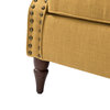 32.5" Wooden Upholstered Accent Chair With Arms, Mustard