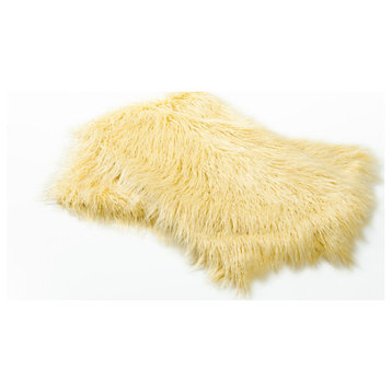 Mongolian Faux Fur Pillow Shell Set, Pineapple Slice, 14"x26"