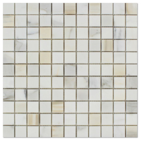 1"x1" Calacatta Gold Marble Tile, Honed