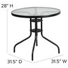 31.5RD Glass Black Patio Table