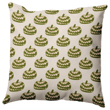 18" x 18" Patterned Pumpkins Decorative Throw Pillow, Olive