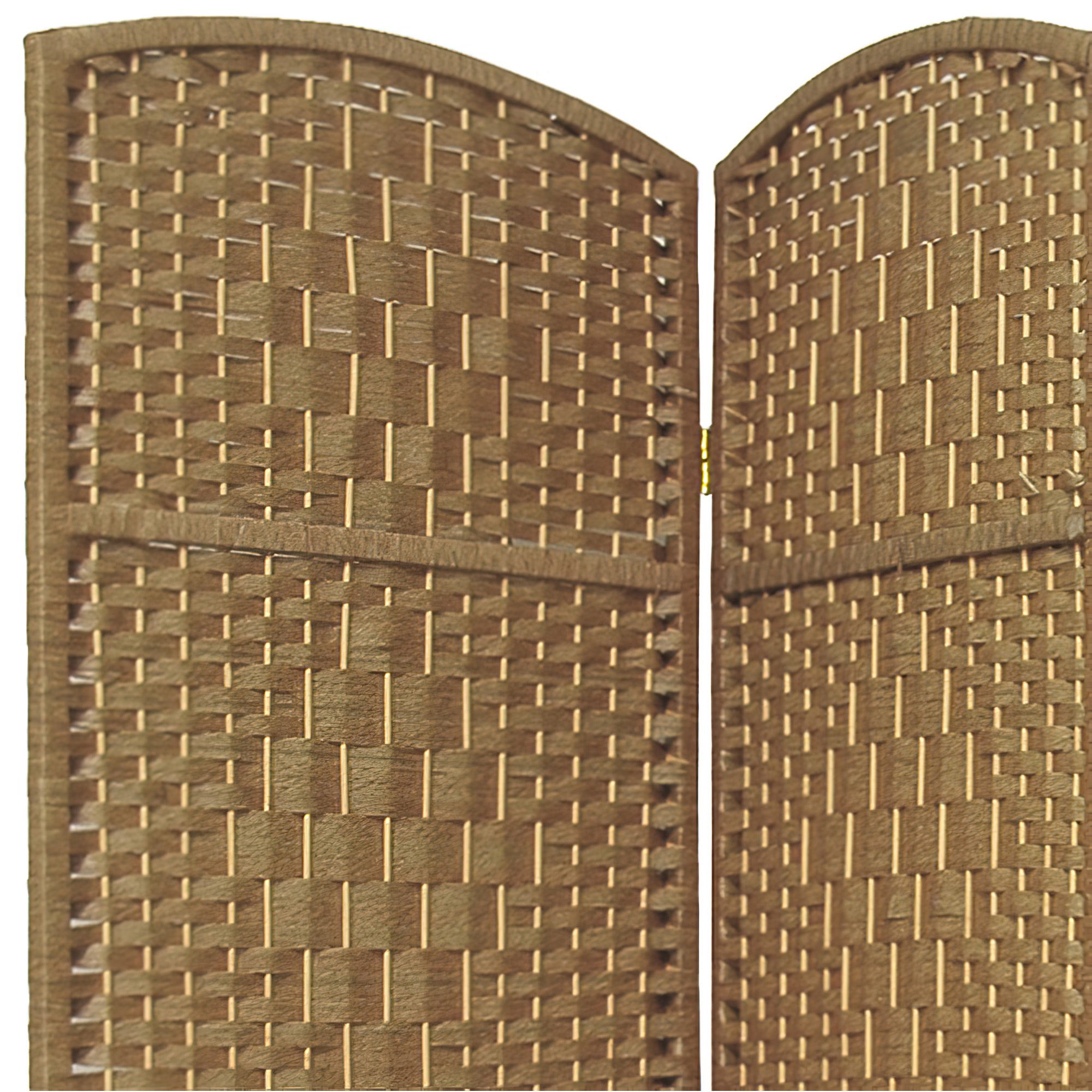 Image showcasing Tall Room Divider, 4 Plant Fiber Woven Panels With Diamond Pattern ...
