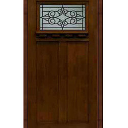 Single Door 80 Fiberglass Salento Craftsman 2 Panel GBG Glass - Front Doors