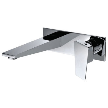 Chrome Single Angular Lever Handle Design Wall Mount Faucet with Backplate