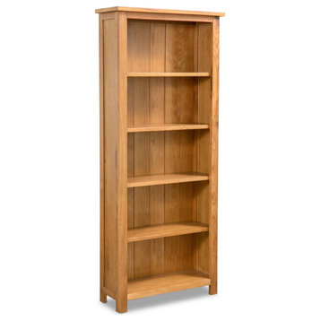 Vidaxl 5-Tier Bookcase 23.6"x8.9"x55.1" Solid Oak Wood