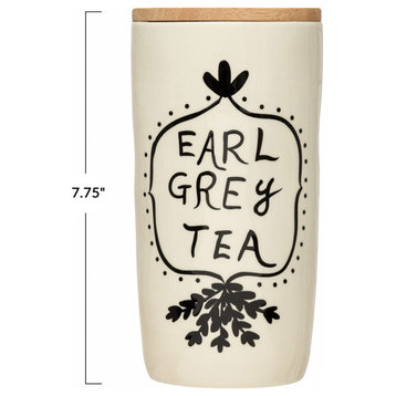 Stoneware Jar With Bamboo Lid "Earl Gray Tea"
