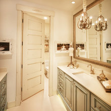 powde room chandelier or sconce