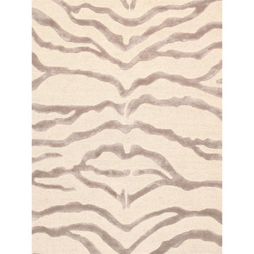 Pasargad Home Edgy Hand-Tufted Bamboo Silk & Wool Area Rug 4' 0" X 6' 0" Ivory