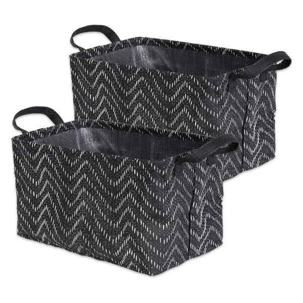 Woven Paper Laundry Bin Tribal Chevron Black/White Rectangle Medium, S
