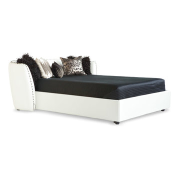 Vitali Microfiber Leather Bed, White, King