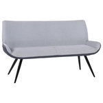 Dwellist - Toronto Bench, Brushed Gray Powder Coated Finish and Gray Fabric - The Dwellist Toronto contemporary kitchen bench is a beautiful addition to the modern household. The stylish Toronto features a sturdy Grey Powder Coated finish metal frame design that presents a contemporary aesthetic without detracting from the bench's practicality. The Toronto's tall back design and short arms provide excellent accents while also enhancing user comfort. The Toronto's plush foam padding is exceptionally comfortable and is covered over by high grade fabric upholstery. The straight leg design of the Toronto bench includes floor protectors, assuring that the bench will not slip on or scratch hardwood or tile floors. Pair the bench with the dining table, chair, and barstool of the same name to create a cohesive home furnishing experience. The beautiful Toronto is available in Pewter Fabric with Gray Faux Leather in the back.