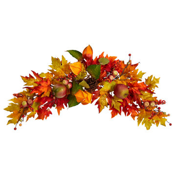 38" Autumn Maple Leaf Berry Artificial Swag