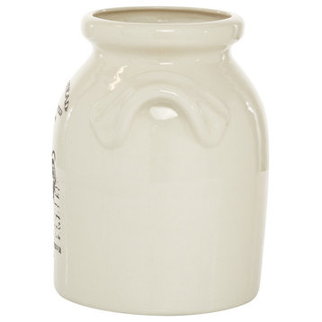 Beige Ceramic Farmhouse Vase, 10x8x8
