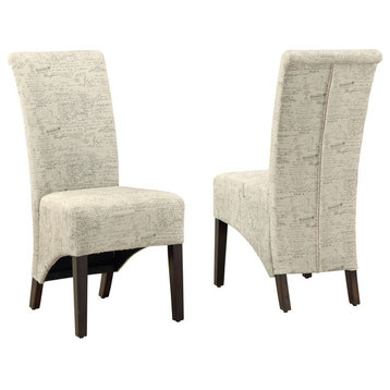 Dining Chair, Set Of 2, Side, Upholstered, Kitchen, Dining Room, Fabric, Beige
