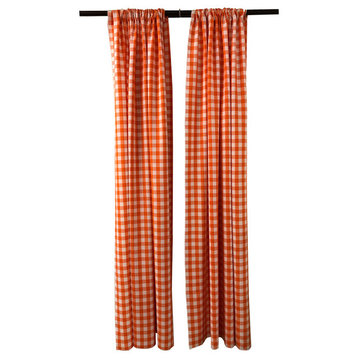 Set of 2 Polyester Gingham Checkered Backdrops, 58"x96", Orange/White