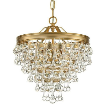 Calypso 6 Light Mini Chandelier in Vibrant Gold with Clear Glass Drops Crystal