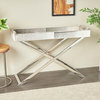 Contemporary Gray Leather Accent Table 564058