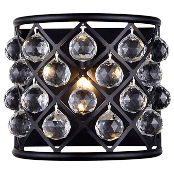 Crystal Grid 1-Light 11", Gray Iron, Clear, With LED Bulbs