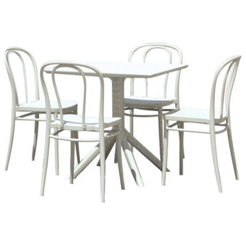 Victor Patio Dining Set With 4 Chairs White