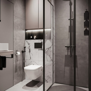 Monochrome Bathroom with Glass Shower