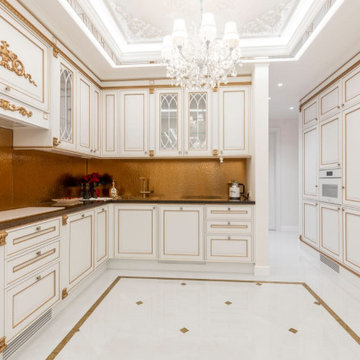 Kitchen Interior Design in Gold Colors