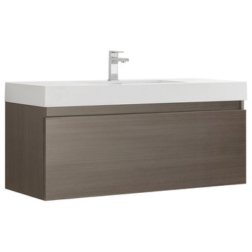 Fresca Mezzo 48" Gray Oak Wall Hung Cabinet With Integrated Sink