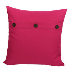 Xia Home Fashions - 20" Solid Color Pillow With Buttons, Fuchsia - Decorative Pillows